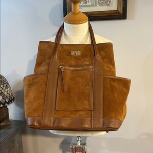 Large Brown Suede & Leather Tote